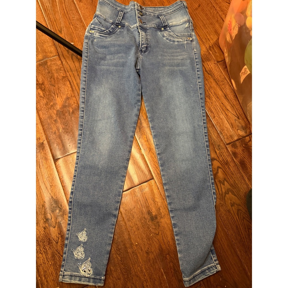 Gios Columbia Butt Lifting  14  Butterfly Embroidered High Waist Skinny Denim‎